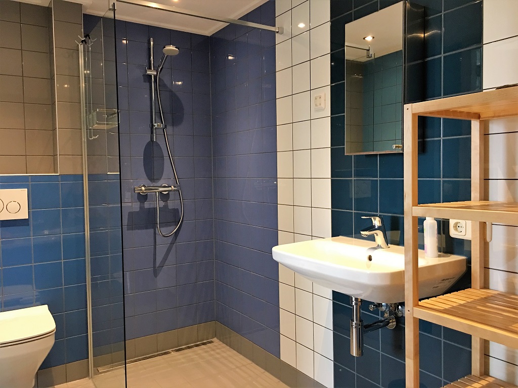 luxury bathroom with open shower