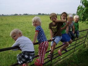 children on the campsite Lauwersmeer Friesland Netherlands