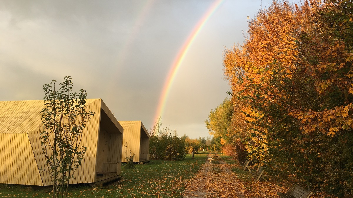 Herfst ecolodge trek-in tiny house Friesland
